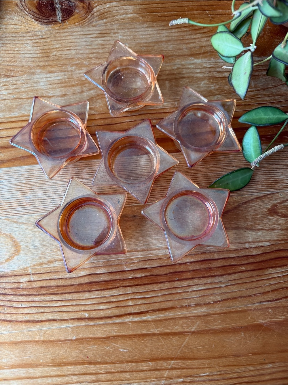 Vintage Star-Shaped Glass Tea Light Holders